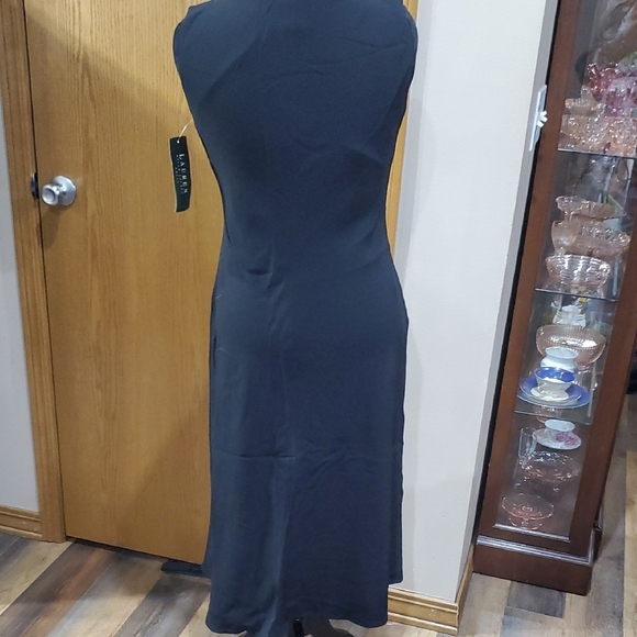 Ralph Lauren Black Ribbed Mock Neck Sheath Dress - Picture 6 of 8